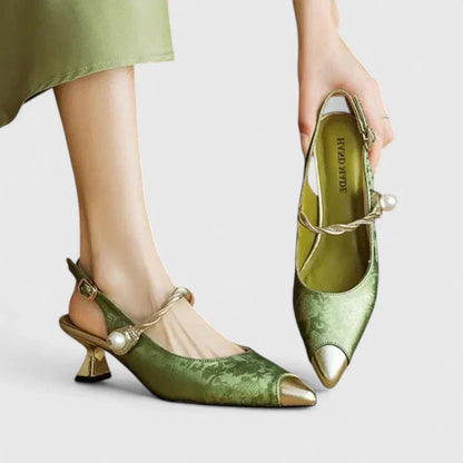 Marla | Women’s Elegant Pointed Toe Slingback Kitten Heels