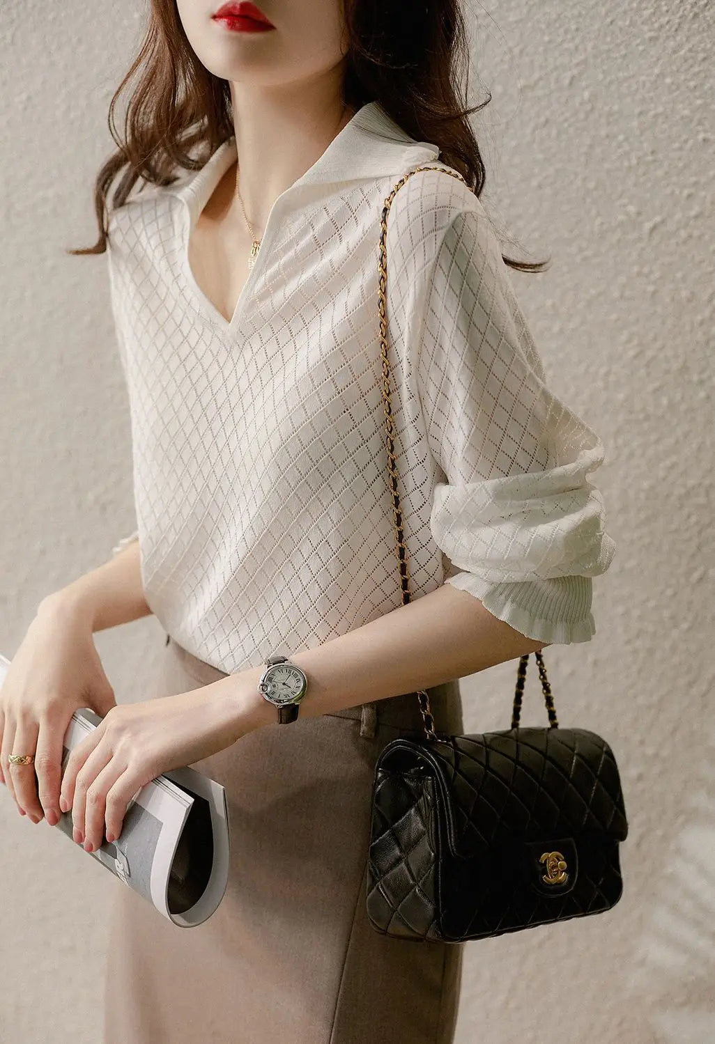 Irene | Women’s Céleste Diamond Knit Top