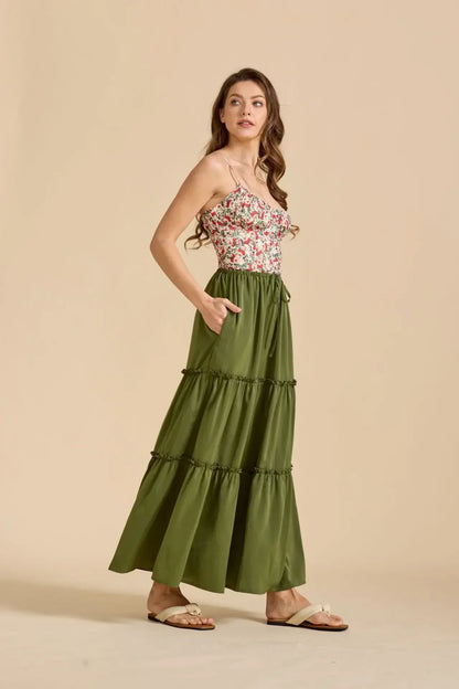 Daphne | Women’s Tiered Meadow Print Maxi Skirt