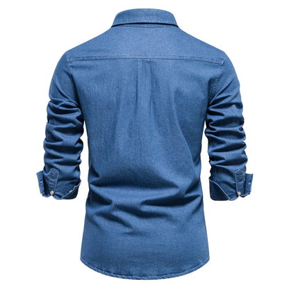 Declan | Men’s Denim Button-Up Shirt with Chest Pockets