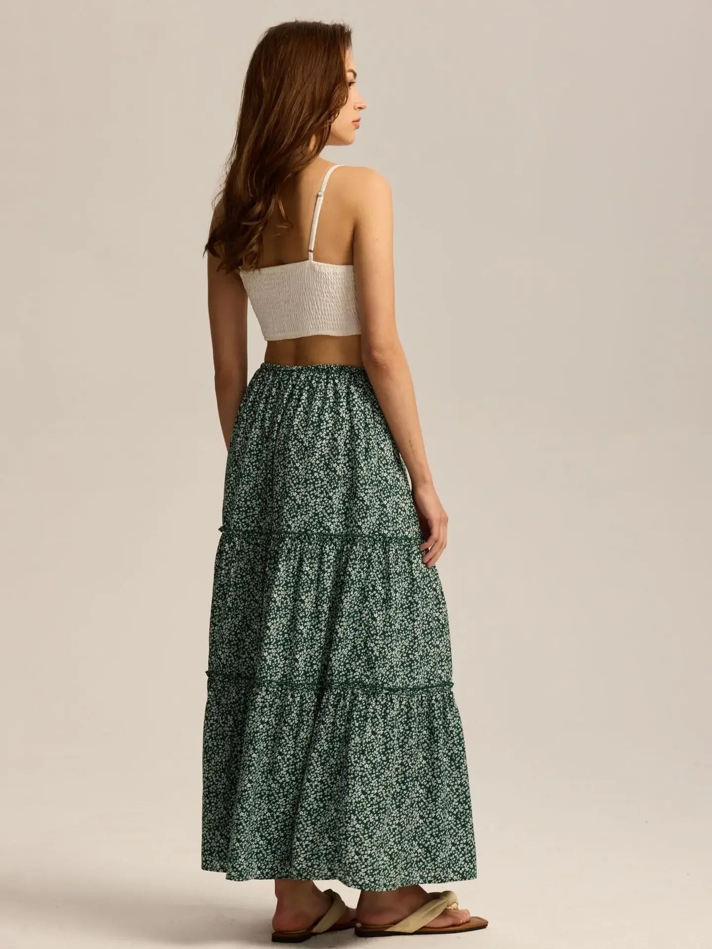 Daphne | Women’s Tiered Meadow Print Maxi Skirt