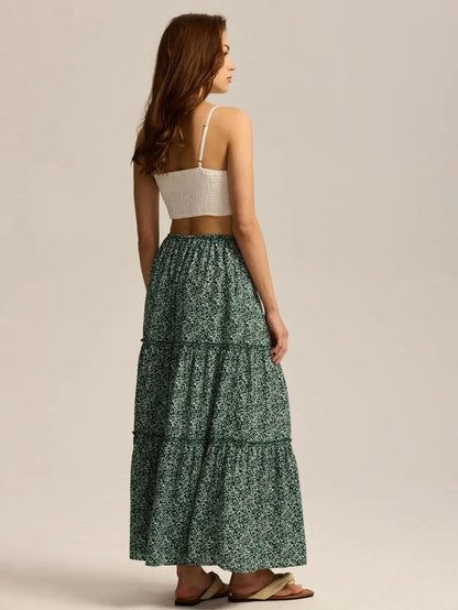 Daphne | Women’s Tiered Meadow Print Maxi Skirt