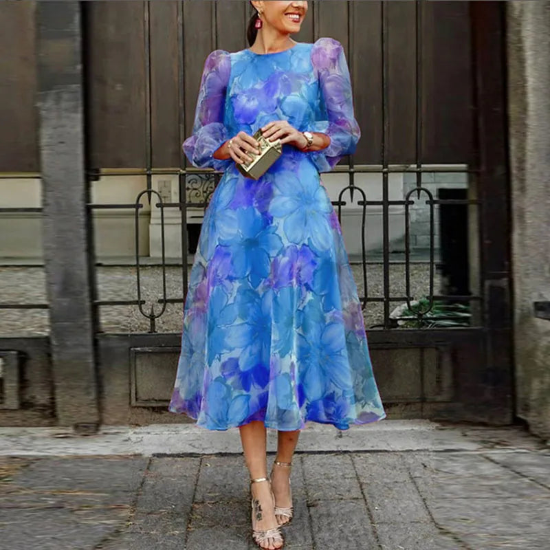 Alex | Women’s Floral Midi Dress for Wedding Guests