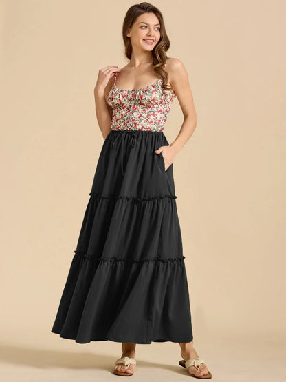 Daphne | Women’s Tiered Meadow Print Maxi Skirt