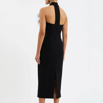 Sloane | Women’s Embellished Neck Midi Dress
