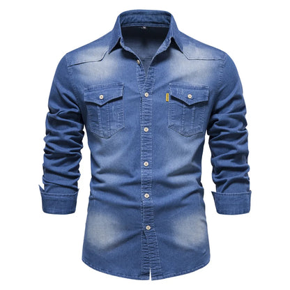 Draven | Men’s Dark Wash Denim Button Up Shirt
