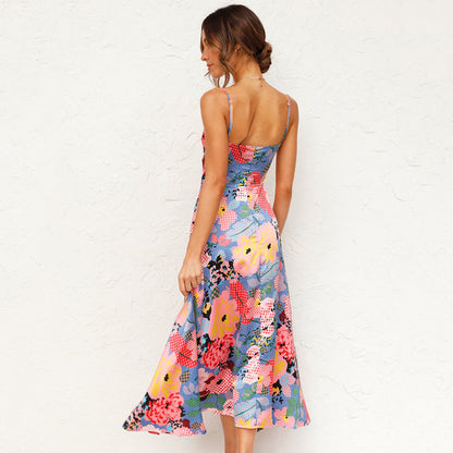 Marin | Women’s Wedding Guest Floral Maxi Dress with Strappy Neckline