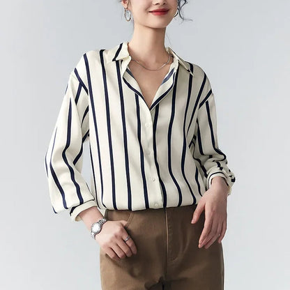 Mirabel | Women’s Classic Stripe Satin Maren Blouse