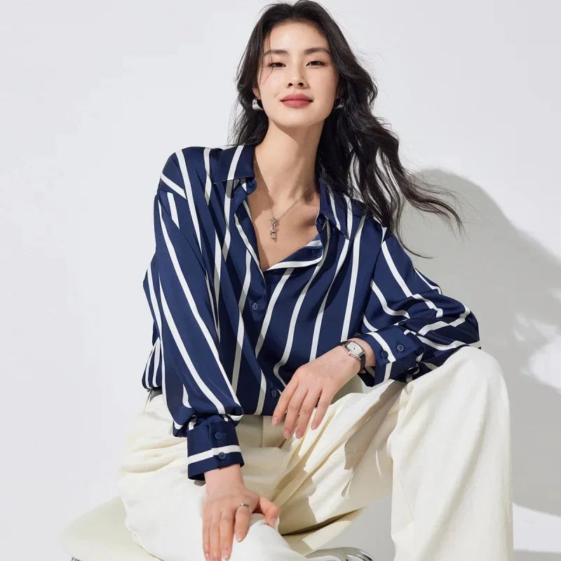 Mirabel | Women’s Classic Stripe Satin Maren Blouse
