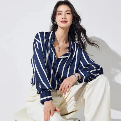 Mirabel | Women’s Classic Stripe Satin Maren Blouse