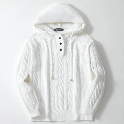 Spencer | Men’s Wool Blend Hoodie with Cable Knit and Button