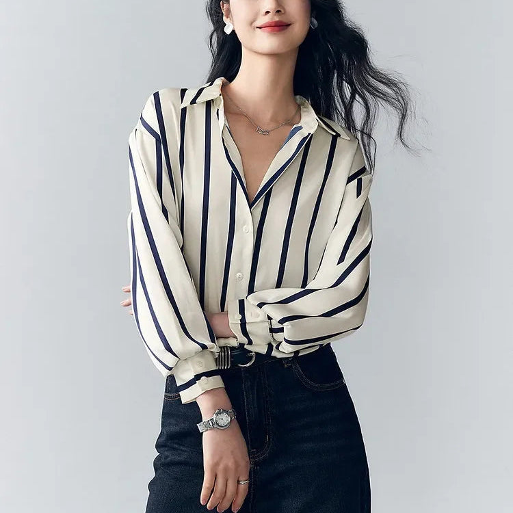 Mirabel | Women’s Classic Stripe Satin Maren Blouse