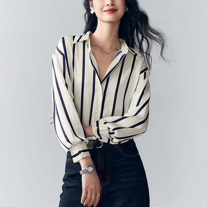 Mirabel | Women’s Classic Stripe Satin Maren Blouse