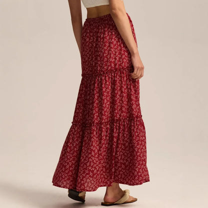 Daphne | Women’s Tiered Meadow Print Maxi Skirt