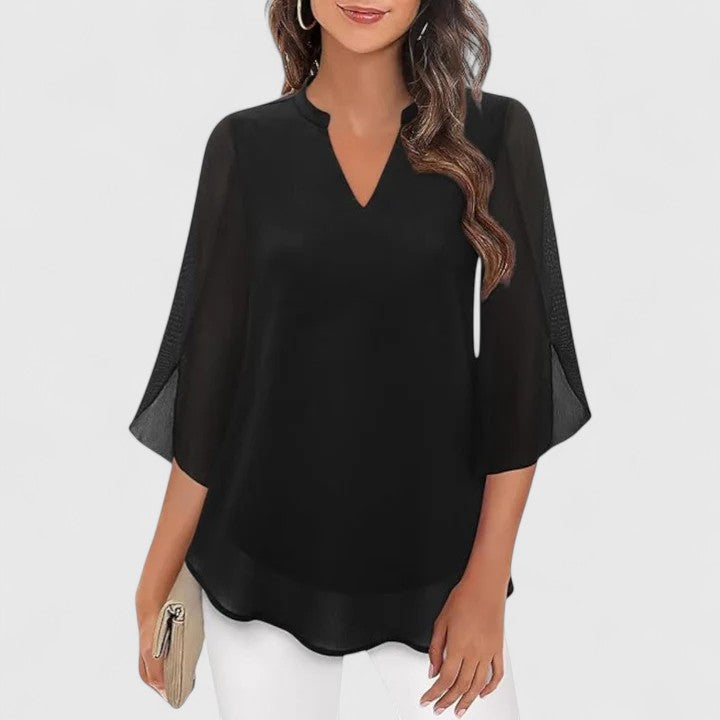 Remi | Women’s Sophisticated Chiffon V-Neck Blouse