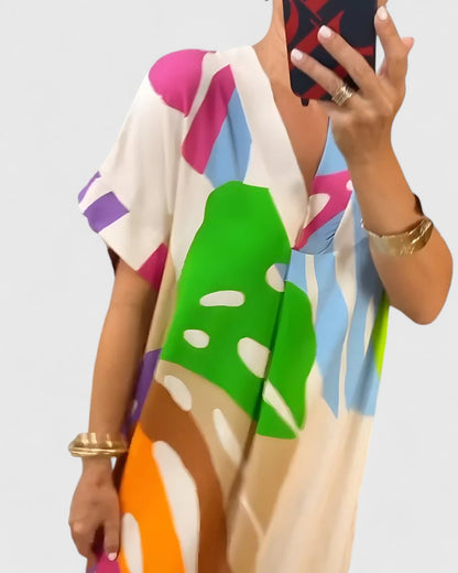 Cheyenne | Women’s Comfortable Abstract Print Midi Dress