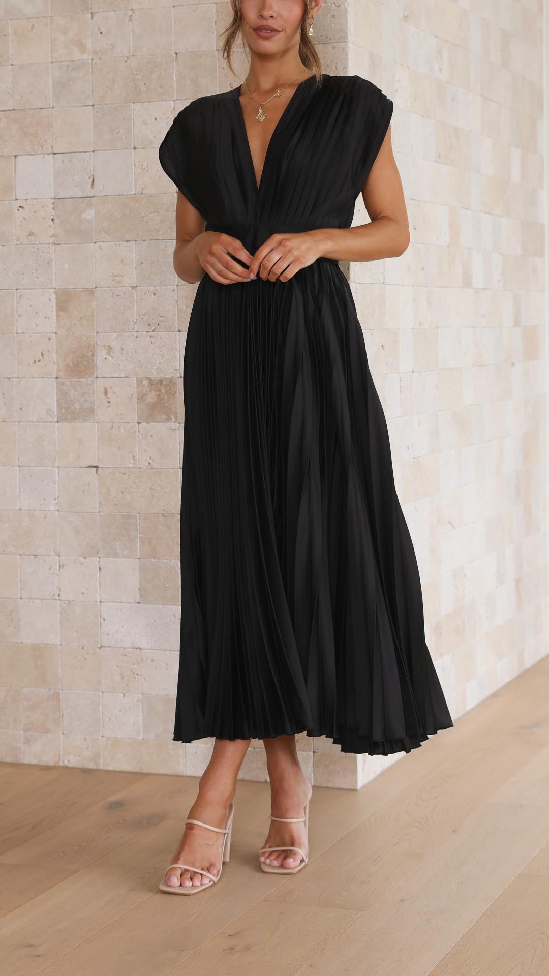 Angelica | Women’s Classic Pleated Maxi Dress