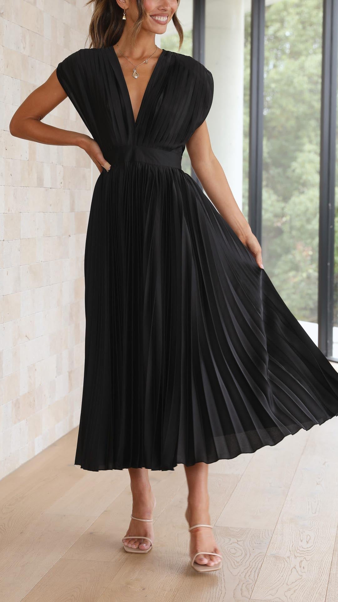 Angelica | Women’s Classic Pleated Maxi Dress