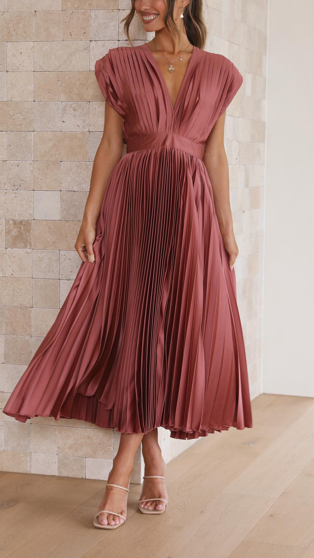 Angelica | Women’s Classic Pleated Maxi Dress