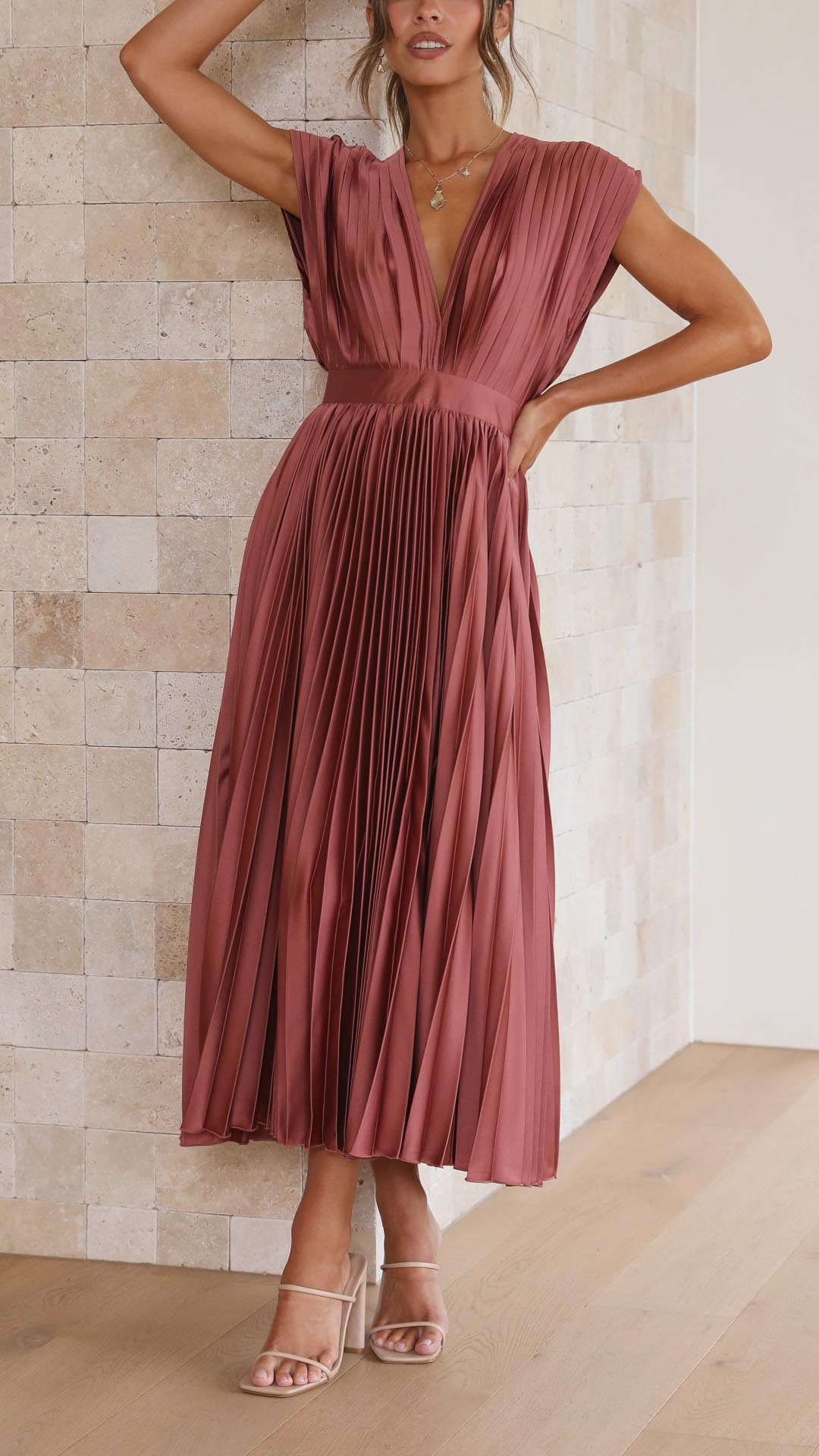 Angelica | Women’s Classic Pleated Maxi Dress