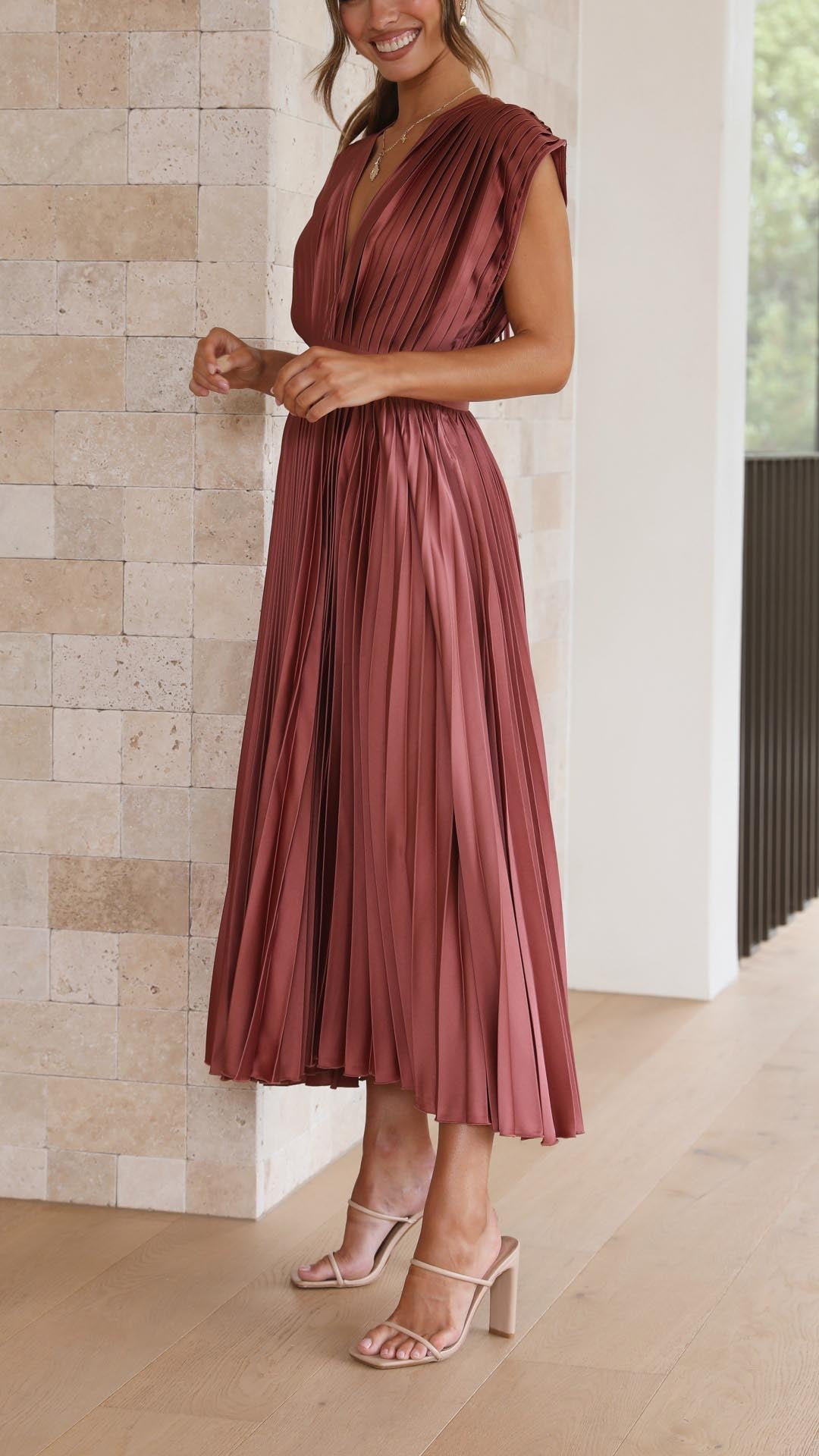 Angelica | Women’s Classic Pleated Maxi Dress