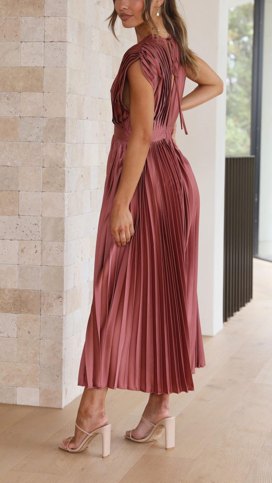 Angelica | Women’s Classic Pleated Maxi Dress