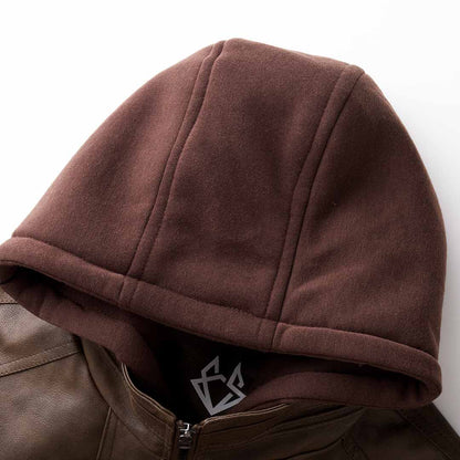 Ashton | Men’s Leather Hooded Moto Jacket