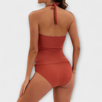 Oaklyn | Women’s Solid Halter One Piece Swimsuit