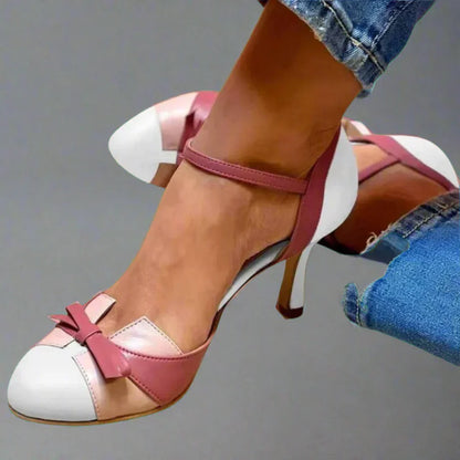Kendall | Women’s Bow Strap Pumps with Mid Heel
