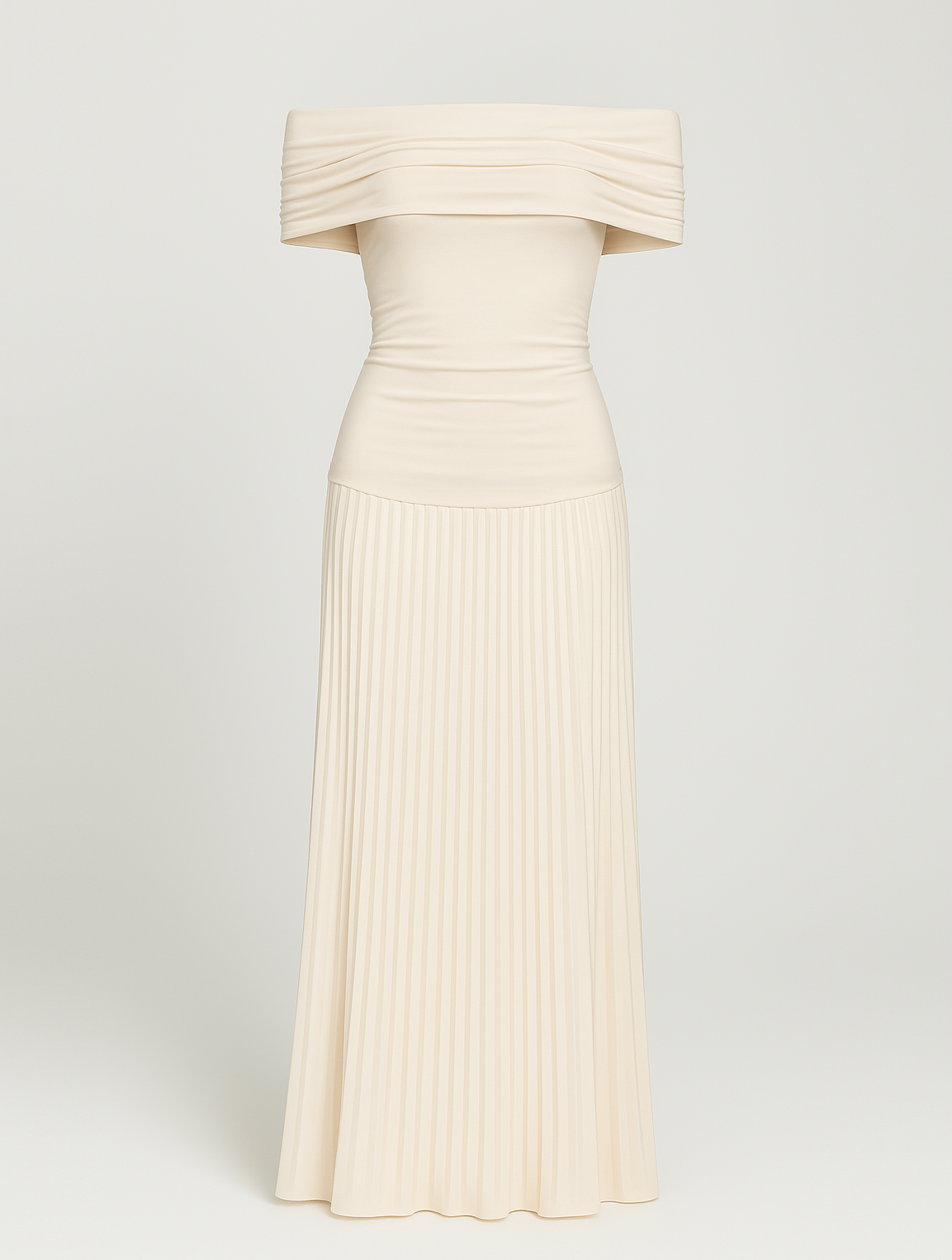 Odette | Women’s Pleated Off-Shoulder Maxi Dress for Wedding Guests