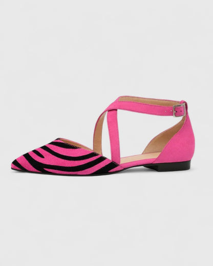 Rylan | Women’s Pink Striped Pointed Toe Flat Sandals