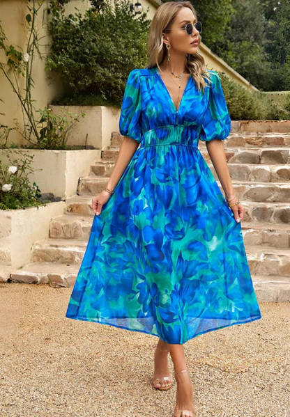 Monroe | Women’s Abstract Print Belted Midi Dress