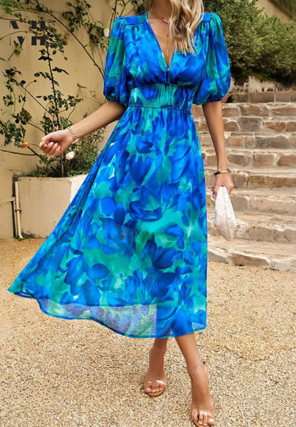 Maristella | Women’s Abstract Print Belted Midi Dress