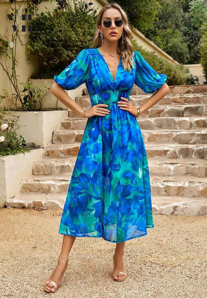 Maristella | Women’s Abstract Print Belted Midi Dress