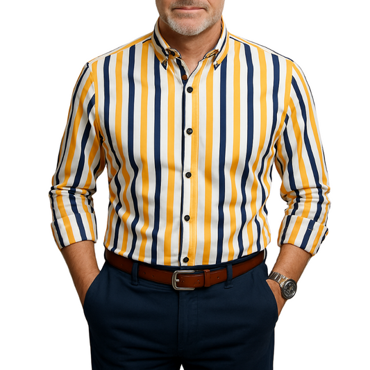 Weston | Men’s Relaxed Striped Cotton Button Up Shirt