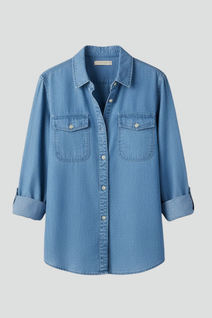 Danity | Women’s Classic Long Sleeve Button Front Denim Shirt