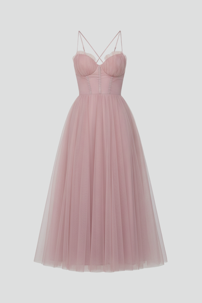 Cambria | Women’s Strapless Tulle Midi Dress