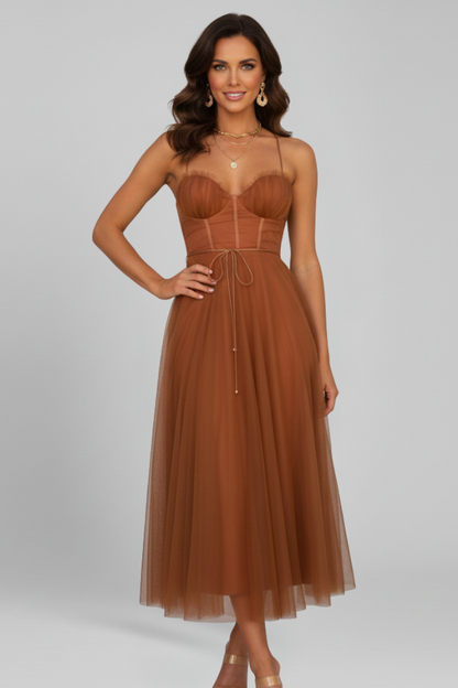 Cambria | Women’s Strapless Tulle Midi Dress