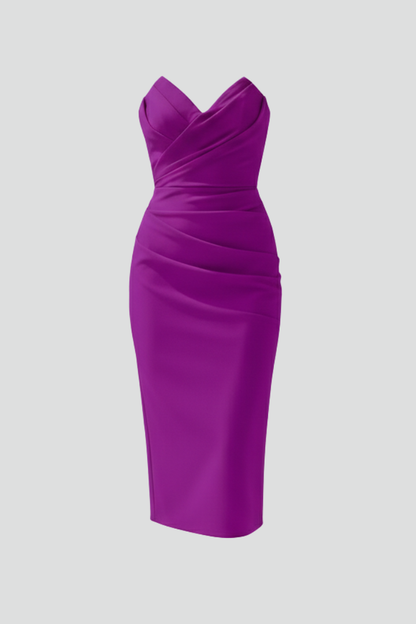 Jessamine | Women’s Strapless Ruched Bodycon Midi Dress