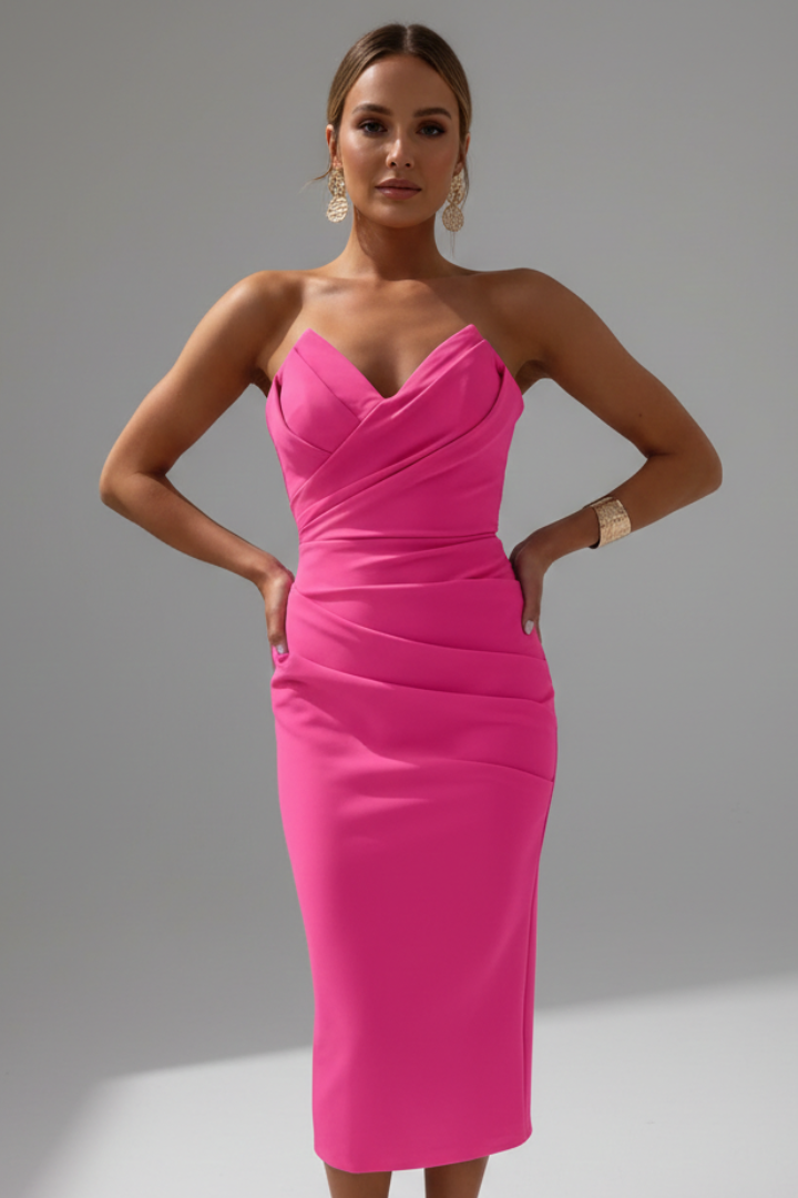 Jessamine | Women’s Strapless Ruched Bodycon Midi Dress
