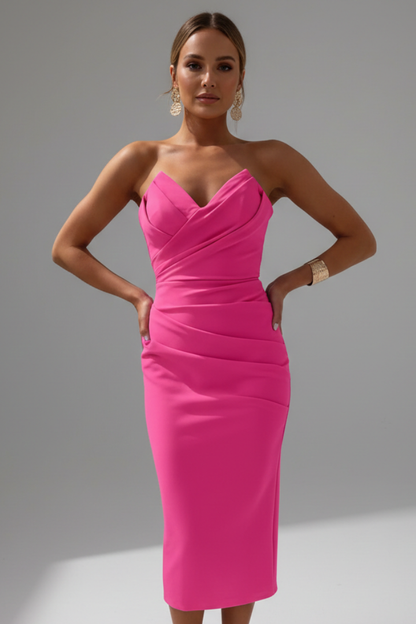 Jessamine | Women’s Strapless Ruched Bodycon Midi Dress