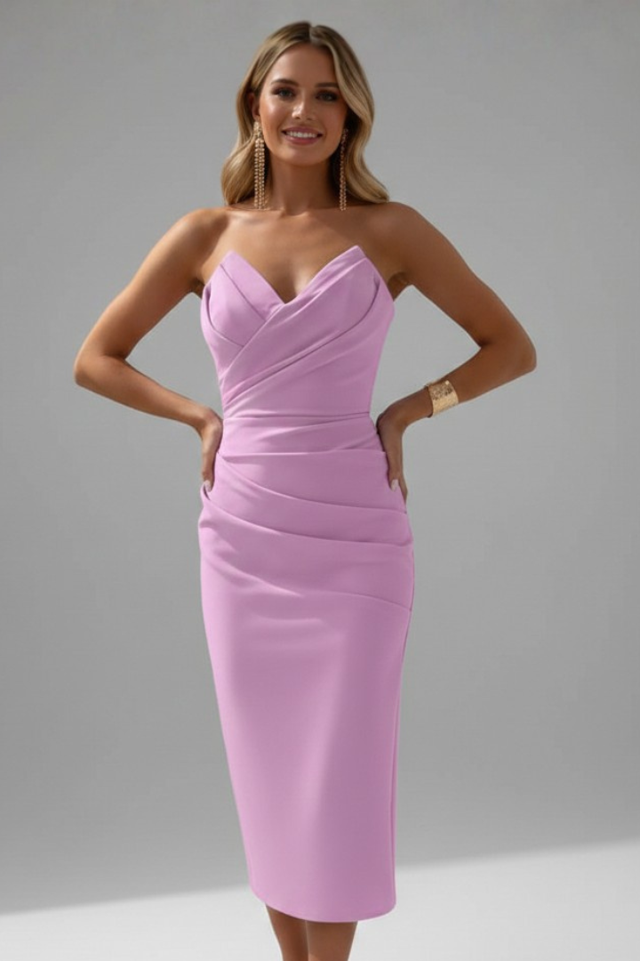 Jessamine | Women’s Strapless Ruched Bodycon Midi Dress