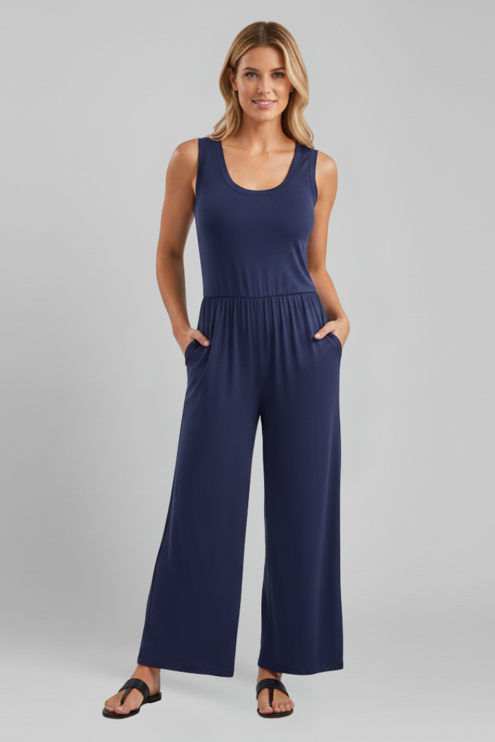 Ellery | Women’s Crew Neck Wide Leg Jumpsuit with Elastic Waist