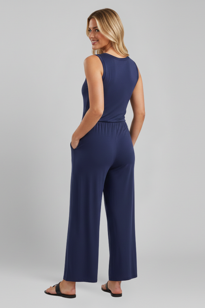 Ellery | Women’s Crew Neck Wide Leg Jumpsuit with Elastic Waist