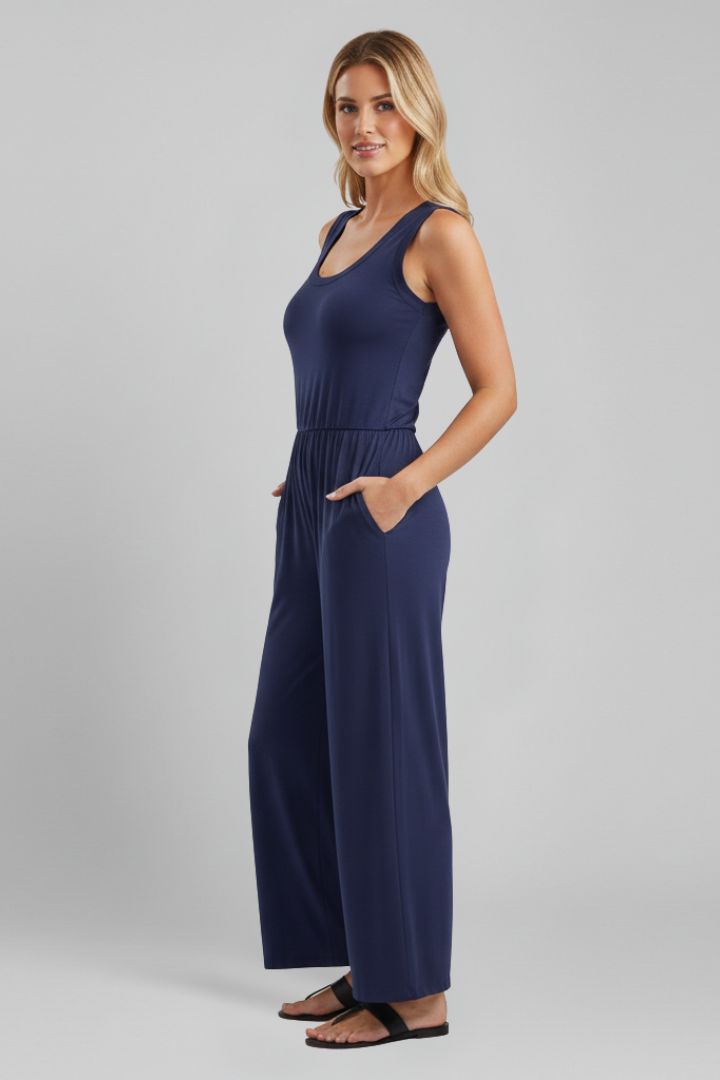 Ellery | Women’s Crew Neck Wide Leg Jumpsuit with Elastic Waist