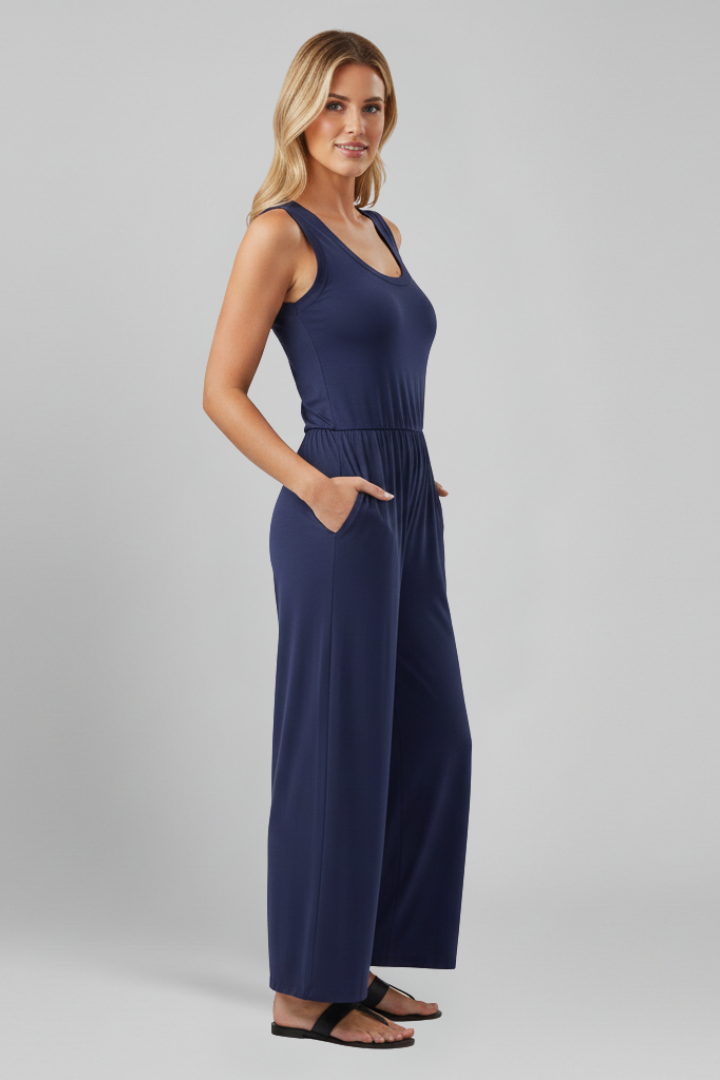 Ellery | Women’s Crew Neck Wide Leg Jumpsuit with Elastic Waist
