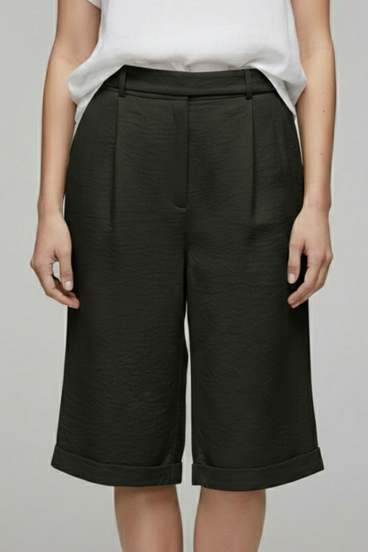 Rosalie | Women’s High Waist Tailored Casual Shorts with Rolled Hem