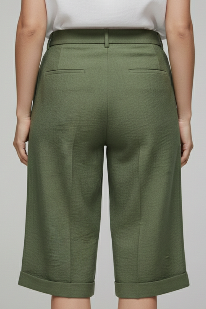 Rosalie | Women’s High Waist Tailored Casual Shorts with Rolled Hem