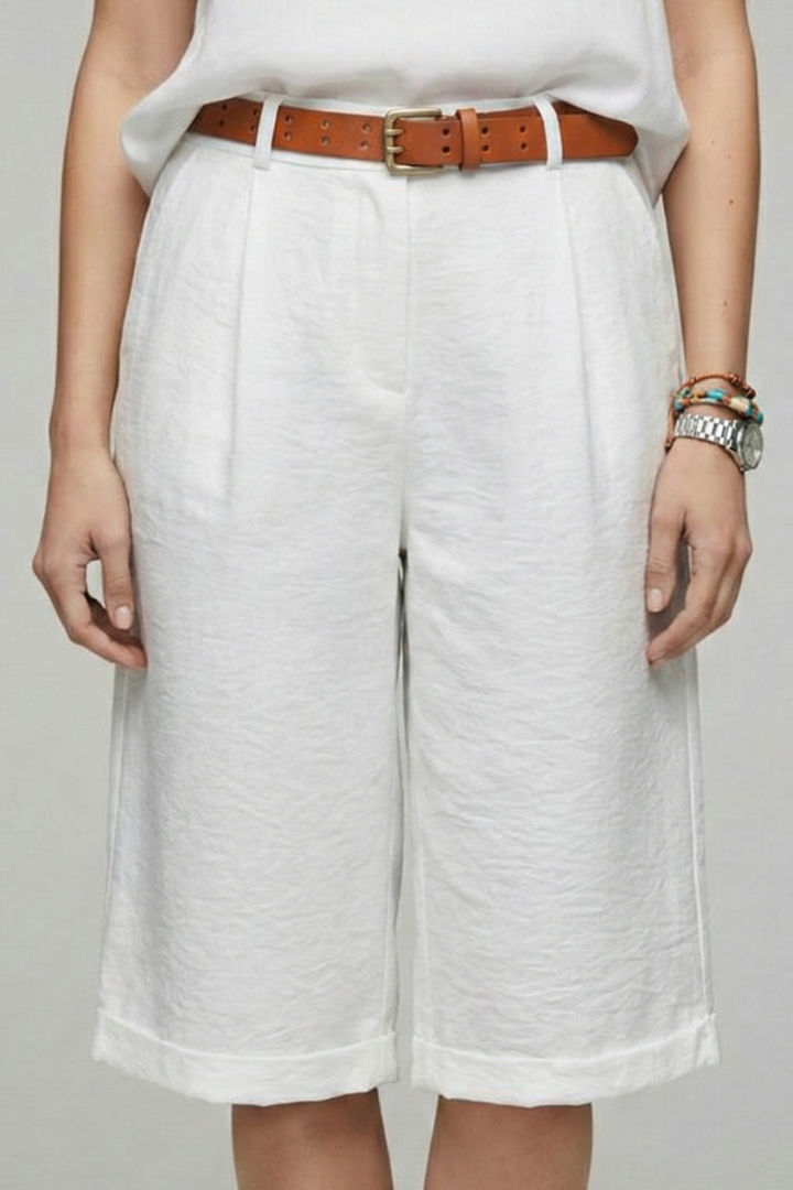 Rosalie | Women’s High Waist Tailored Casual Shorts with Rolled Hem