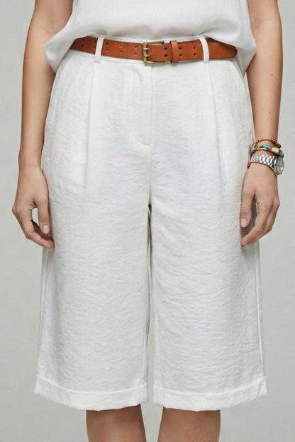 Rosalie | Women’s High Waist Tailored Casual Shorts with Rolled Hem